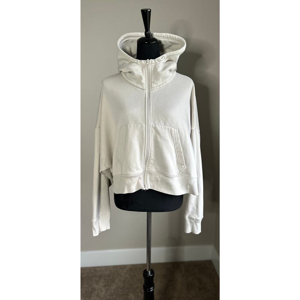 ADDIDAS Women's Cut Cream Boxy Fit Dolman Sleeve Full Zip Hoodie Jacket Size S